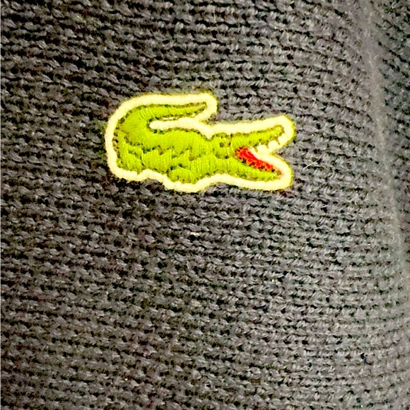 Navy Blue Lacoste Mens Crewneck
Sweater with Creme Sleeve Embellishment- L to XL - Picture 3 of 7